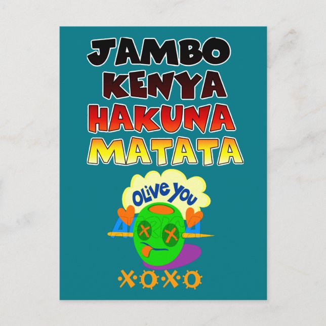 Cartão Postal Linda Jambo Kenya Hakuna Matata Lovely Art (Frente)