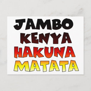 Cartão Postal Linda Jambo Kenya Hakuna Matata Lovely Art
