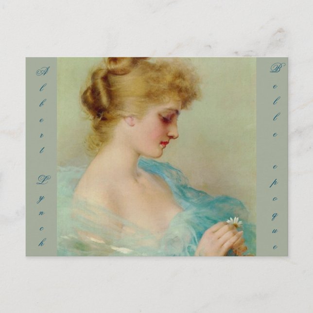 Cartão Postal Linda, jovem senhora, por Albert Lynch, Belle Epoq (Frente)