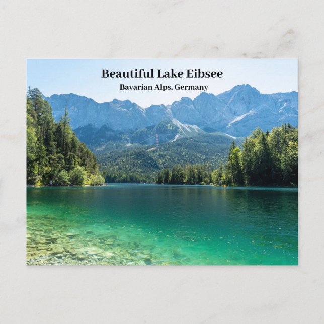 Cartão Postal Linda lagoa Eibsee Alpes da Baviera Alemanha (Frente)
