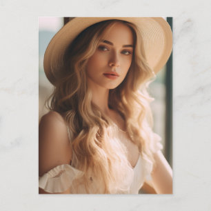 Cartão Postal Linda loira a rosa