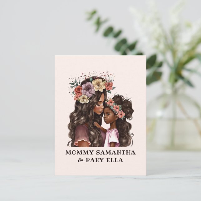 Cartão Postal Linda mãe negra e filha (2) (Em pé/Frente)
