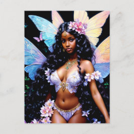 Cartão Postal Linda Menina Fada Negra