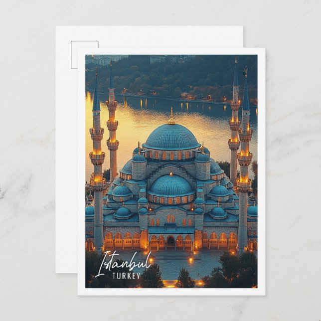 Cartão Postal Linda Mesquita Azul Istambul Turquia (Frente/Verso)