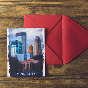 Cartão Postal Linda Minneapolis Minnesota Skyline