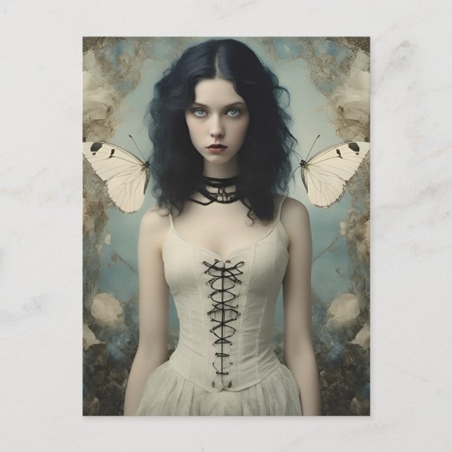 Cartão Postal Linda mulher em roupas góticas (Frente)