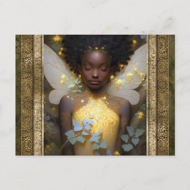 Cartão Postal Linda Mulher Fada Fantasia Art (Frente)