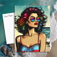 Linda mulher na Pop da Beach Comic Book