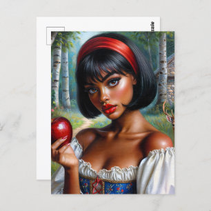 Cartão Postal Linda Mulher Negra Com Arte Apple