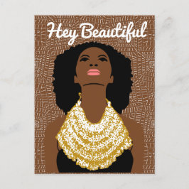 Cartão Postal Linda Mulher Negra com Colar Tribal