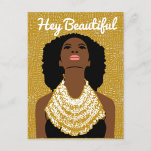 Cartão Postal Linda Mulher Negra com Colar Tribal