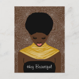 Cartão Postal Linda Mulher Negra com Colar Tribal