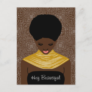 Cartão Postal Linda Mulher Negra com Colar Tribal