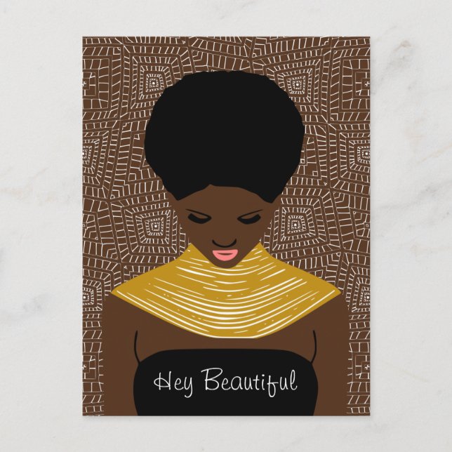Cartão Postal Linda Mulher Negra com Colar Tribal (Frente)