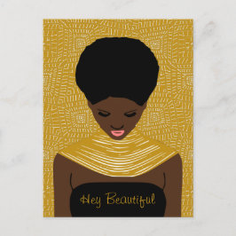 Cartão Postal Linda Mulher Negra com Colar Tribal