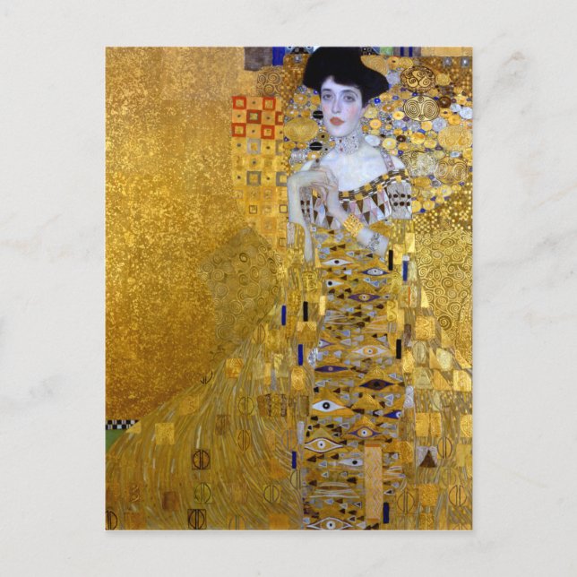 Cartão Postal Linda mulher no Dourado Gustav Klimt (Frente)