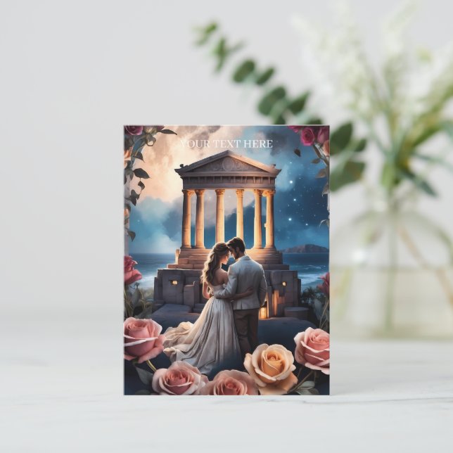 Cartão Postal Linda noiva e noiva ao lado do mar (Em pé/Frente)