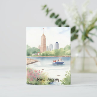 Cartão Postal Linda Nova Jersey Watercolor Art