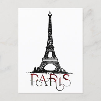 Cartão Postal Linda Paris, Torre Eiffel Vintage Grunge