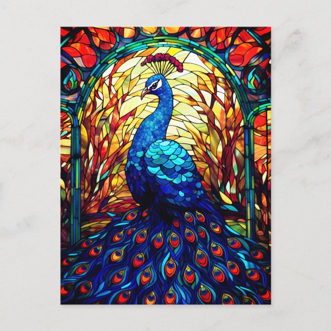 Cartão Postal Linda Peacock Vidro Escondido Arte Selvagem (Frente)