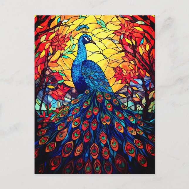 Cartão Postal Linda Peacock Vidro Escondido Arte Selvagem (Frente)