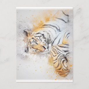 Cartão Postal Linda pintura Bengala Tiger