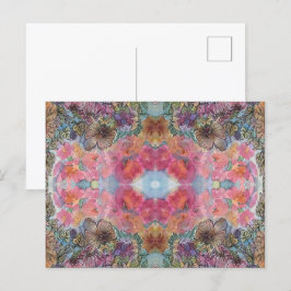 Cartão Postal Linda pintura de aquarela Chic Flower Garden