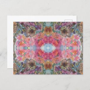 Cartão Postal Linda pintura de aquarela Chic Flower Garden