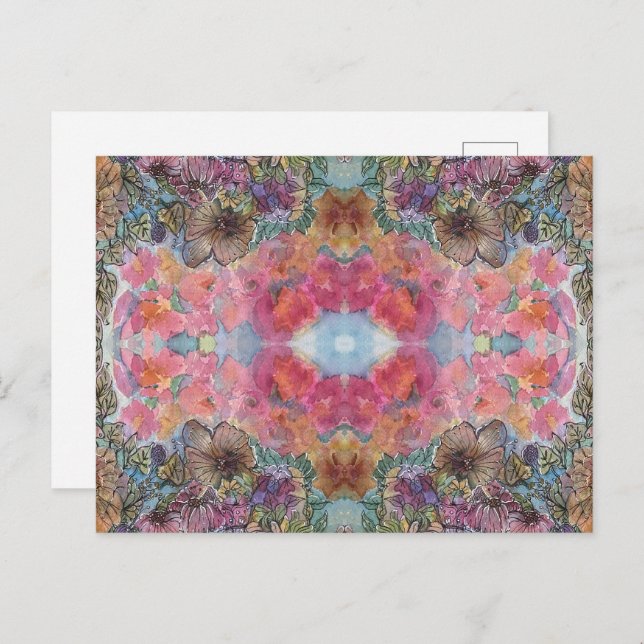 Cartão Postal Linda pintura de aquarela Chic Flower Garden (Frente/Verso)