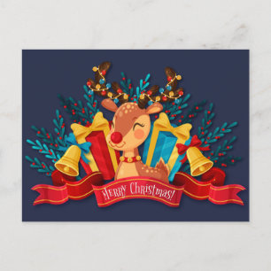 Cartão Postal Linda postagem de Natal com rena