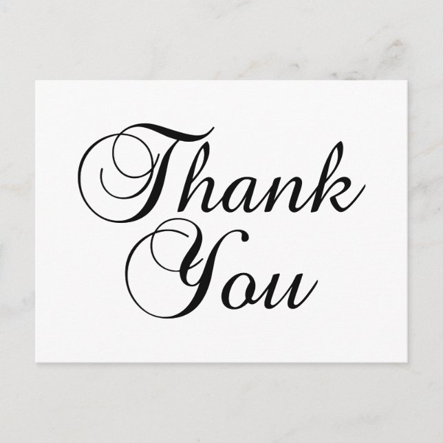 Cartão Postal Linda Script Preto e Branco Obrigado (Frente)