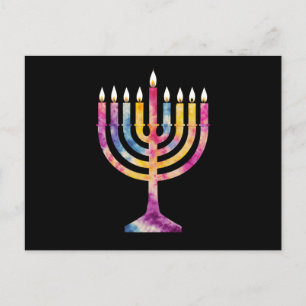 Cartão Postal Linda Vintage Hanukkah Menorah Happy Hanukkah