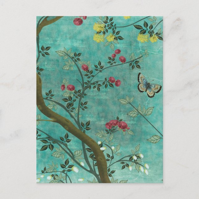 Cartão Postal Lindas borboletas de árvores antigas e antigas (Frente)