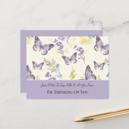 Cartão Postal Lindas Borboletas Lavanda Pensando em Você