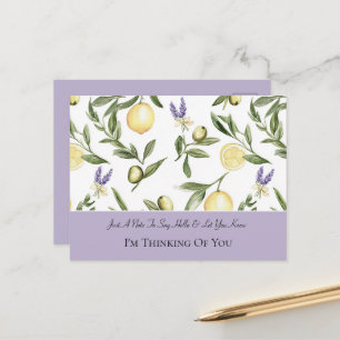 Cartão Postal Lindas Flores de Lavanda Limões Pensando em Você