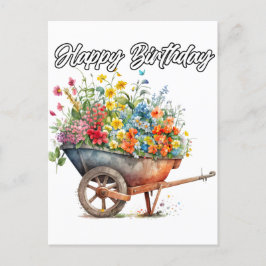 Cartão Postal Lindas Flores Frescas Feliz Aniversário