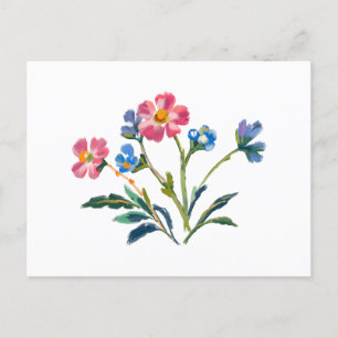 Cartão Postal Lindas Flores Silvestres Azuis e Rosas