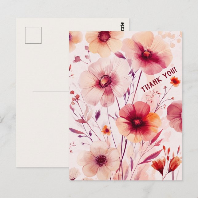 Cartão Postal Lindas Flores Silvestres FLORES OBRIGADO (Frente/Verso)