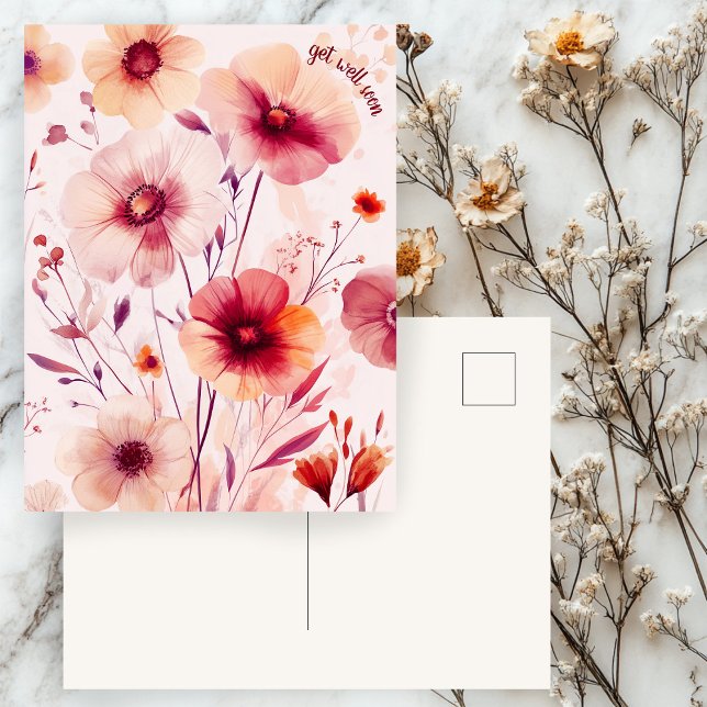 Cartão Postal Lindas Flores Silvestres RECUPERE-SE LOGO (Beautiful Wildflowers Flowers GET WELL SOON Postcard
)