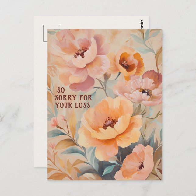 Cartão Postal Lindas flores suaves, flores, tristeza por perda (Frente/Verso)