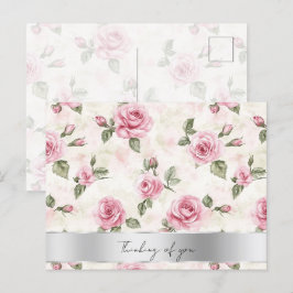 Cartão Postal Lindas Rosas Rosa Floral Pensando em Você