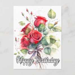 Cartão Postal Lindas Rosas Vermelhas Vintage