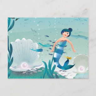 Cartão Postal Lindas Sereias na ilustração do Mar