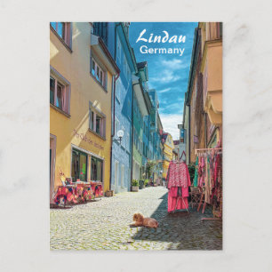 Cartão Postal Lindau na Alemanha Rua na Cidade Velha