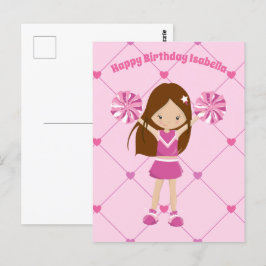 Cartão Postal Lindíssima Cheerleader Personalizada Rosa Aniversa