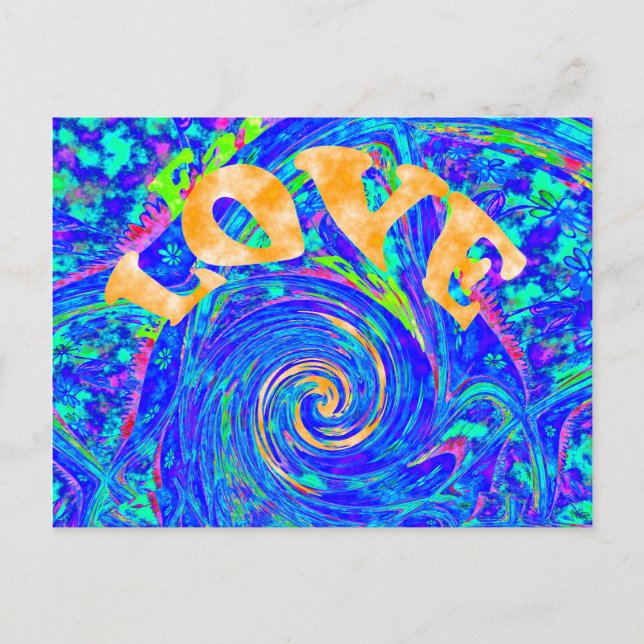 Cartão Postal Lindo Amor Azul Adorável Impressão Flash arte veto (Frente)