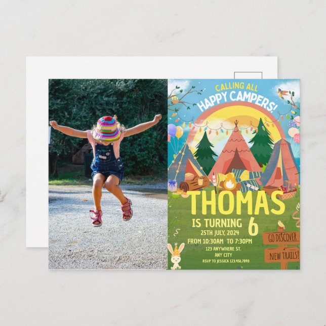 Cartão Postal Lindo Aniversário crianças modernas (Frente/Verso)