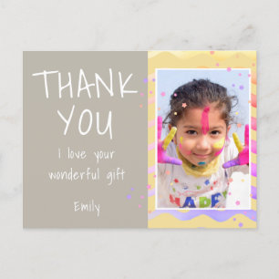 Cartão Postal Lindo Aniversário Obrigado Crianças Foto Menina