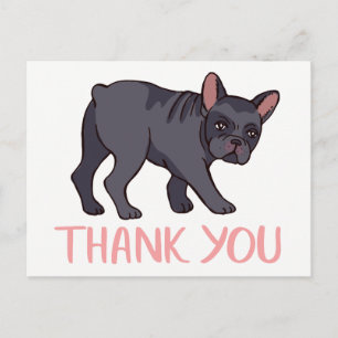 Cartão Postal Lindo Bulldog Francês Obrigado Frenchie Cachorrinh