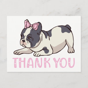 Cartão Postal Lindo Bulldog Francês Obrigado Frenchie Cachorrinh
